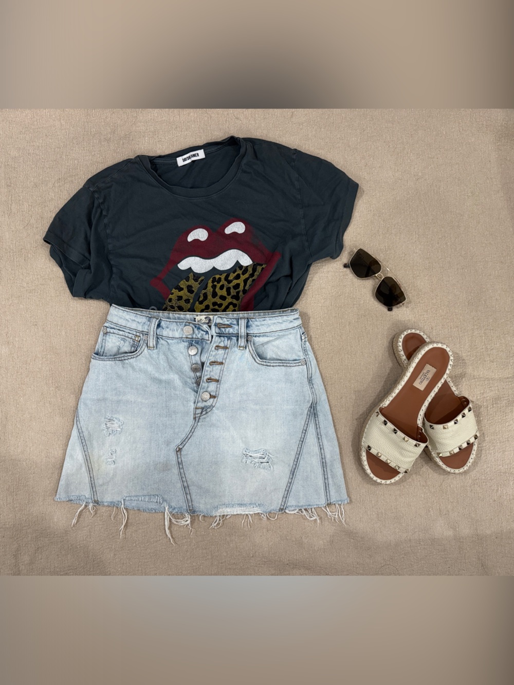 We The Free Denim Button Fly Skater Skirt